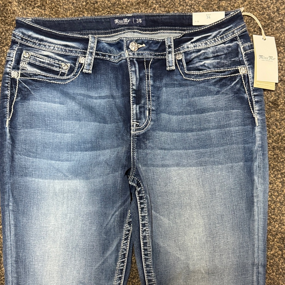 Miss Me Mid Rise Boot Light Blue Jeans 36x34 36 18 18 W Long New! - Picture 9 of 11